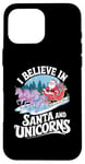 iPhone 16 Pro Max I believe in Santa and unicorns funny Santa xmas pajamas Case