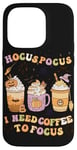 iPhone 14 Pro Halloween Groovy Hocus Pocus I Need Coffee To Focus Case