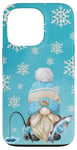 Coque pour iPhone 13 Pro Blue Winter Gnome Snowflakes For Men Who Loves Ice Fishing