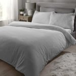 Rapport Snuggle Bedding Teddy Fleece Cozy Soft Duvet Cover Set Double Grey