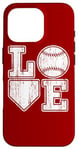 Coque pour iPhone 16 Pro Plaque vintage Love Baseball Mom Home pour amateurs de baseball