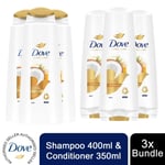 Dove Nourishing Secrets, Restoring Ritual, 3xShampoo 400ml & 3xConditioner 350ml