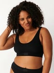 Sloggi Double Comfort Cotton Crop Top, Black, Size 34, Women