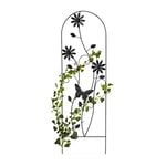 Relaxdays Treillis Jardin, métal, tuteur pour Plantes grimpantes Design Floral, Arceau à Planter, HxL : 120x40 cm, Noir