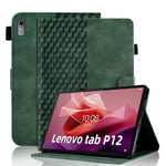 Vkooer Coque pour Lenovo Tab P12 2023（12.7 Pouce） Housse Cuir PU Etui de Protection Flip Cover Case avec Support Pochette Lenovo Tab P12 Tablette Coque, Vert foncé