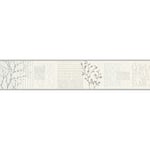 Frise papier peint arbre gris & beige Frise tapisserie motif arbre & fleur pour chambre adulte Frise murale pour salon - Gris, Argent