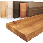 LAMO Manufaktur Étagère murale en bois massif, bord irrégulier, étagère flottante PURE, sans fixations, sans trous, Rustique 80cm, LW-01-A-003-80