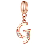 Rose Gold Letter G Charms Alphabet Word Beads –Authentic 925 Sterling Silver Initial G Dangle CZ Birthstone, fits Pandora Style Bracelets, for Girls/Grandma/Godmother Gifts