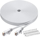 Câble Ethernet 10m Cat 6 Plat Câble de Réseau Haute Vitesse Gigabit 1Gbps RJ45 Compatible avec Cat.5e Cat.6 Cable Internet pour PC PS5/4 LAN Switch Modem Smart TV