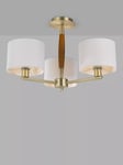 John Lewis Spindle 3 Arm Semi Flush Ceiling Light, Walnut Stained Ash