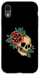 Coque pour iPhone XR Tatouage esthétique rose rouge fleur pour enfants homme femme