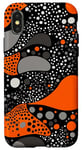 Coque pour iPhone X/XS Orange Pop Art Polka Dots Noir et Gris Abstrait Tourbillon Ondulé