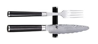 KAI Shun Nagare Black Couteau Utilitaire 15 cm - 72 couches acier damassé lame à double noyau VG 2 & VG 10 - bois de pakka noir - fabriqué à la main au Japon - petit couteau de chef forgé"