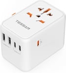 65W Gan Iii Adaptateur Prise Universelle, Chargeur Universel Avec 2 Usb Et 3 Usb C, Adaptateur Universel De Voyage Chargeur Usb C Rapide, Adaptateur International Vers Usa Japon Uk Australie