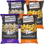 The Gourmet Popcorn Co. Variety Pack - 2 x Caramel Popcorn 2 x Sweet & Salty Popcorn- 4 Large Packs of Healthy Popcorn - 84 or 101 Calories Per Serving - Crunch Delicious Snacks - Family Sharing Bags