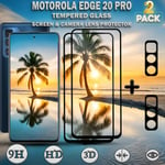 2-Pack Motorola EDGE 20 Pro Skärmskydd & 2-Pack linsskydd - Härdat Glas 9H - Super kvalitet 3D