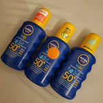 3 x 200 ml Nivea Sun Kids SPRAY Protect Care SPF 50+ Sunblock 5 in 1 Protection