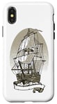 Coque pour iPhone X/XS Bateau de pirate vintage rétro nautique Capitaine de bateau à voile