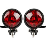 2x Röda 12V LED Svarta Cafe Racer Stil Stopp Bakljus Motorcykel Broms Baklampa Bakljus För Chop