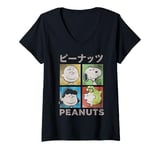 Womens Peanuts Tokyo Snoopy Charlie Brown Manga Retro 90s Pop Art V-Neck T-Shirt