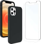 Coque Silicone Noire Pour iPhone 12 / iPhone 12 Pro + Verre Trempe Little Bouti