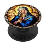 Serene Virgin Mary with Halo Spiritual Artwork PopSockets Adhesive PopGrip