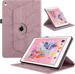 Coque Pour Ipad 9.7 Pouces 2017/2018 5ème /6ème Génération, Ipad Air 1/2, Etui Premium Cuir Pu Rotatif À 360 Antichoc Degrés Flip Case Cover Fonction Support Housse - Rose Gold.[F4916]