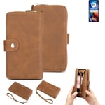 2in1 protection case for Motorola Moto E32 wallet brown cover pouch