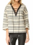 Rebecca Minkoff Women's Lace-Up Martin Top X-Small Black Stripe