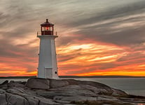 Paper Moon Lighthouse Peggy Cove Sunset Non-Woven Photo Wallpaper Digital Print Including Paste Various Sizes