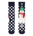 Happy Socks Jumbo Snowman Crew Socks - Navy (UK, Alpha, S, M, Regular, Regular, Navy)