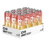 CELLUCOR C4 SMART ENERGY CARBONATED ZERO SUGAR DRINK 12X330ML RED BERRY YUZU