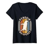 Womens Penguin Whisperer Vintage Classic Retro Animal Love V-Neck T-Shirt