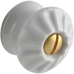 SCHÖRGHOFER & FREHE Bouton de meuble Tempe - Diamètre : 18 mm - Poignée en porcelaine avec vis en laiton - Style maison de campagne - Porcelaine blanc/laiton