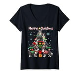 Womens Border Collie Dogs Merry Christmas Tree Dog Lovers Matching V-Neck T-Shirt