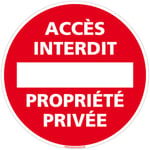 Panneau rond signalisation prépercé + chaine plastique rouge/blanc - Accès Interdit Propriété Privée