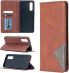 Oppox2 Trouver Neo Reno 3 Pro Rhombus Texture Horizontale Magnétique Étui En Cuir Flip Avec Support Et Carte Machines À Sous Color : Brown