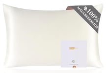 ZIMASILK 100% Mulberry Silk Pillowcase for Hair and Skin,Both Sides 19 Momme Silk, 1pc (40x80 cm, Ivory)