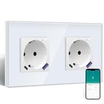 Zigbee Prise Avec Chargeur Rapide Usb C 20 W Avec Mesure De La Consommation,Double Prise Wi-Fi Encastree Pour Alexa/Google Home,Prise Intelligente Avec Mesure De Courant 16 A,2 Compartiments,