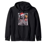 Funny Christmas Skeleton Hot Chocolate Xmas Santa Coffee Zip Hoodie