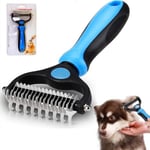 2 In 1 Pet Grooming Tool Dematting Comb for Dogs & Cats 2 Sided Undercoat Rake Deshedding Tool Cat Matted Fur Remover For Long Haired Cat Dog Tangles Removing (BLue, Style B)