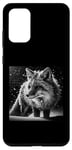 Coque pour Galaxy S20+ Élégante chemise d'art renard noir et blanc pour les amateurs de faune