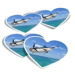 4x Heart Stickers - Marlin Swordfish Sea Creature #21847