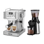 GEEPAS 20 Bar Espresso Coffee Machine & Conical Burr Coffee Grinder Combo Set