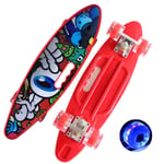 22inch 4 Wheel Skateboard Mini Cruiser Skateboards Retro Plastic Complete Decks for Kids, Boys, Girls and Beginners Highway Street Scooter (Color : E)