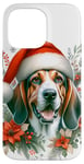 iPhone 14 Pro Max Christmas American English Coonhound Dog Watercolor Artwork Case