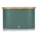 Swan Nordic Bread Bin with Wooden Lid  SWKA17512GREN  in Green