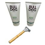 2x Bulldog Original Shave Gel & Bamboo Razor Mens Skincare 175 ml Christmas Gift