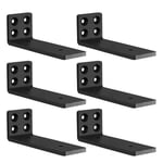 MLOQI Lot de 6 Equerre Etagere Murale, équerre Industrielle,Equerre Charge Lourde,5 mm D'épaisseur, Support Invisible étagère Murale avec Vis (Noire 15 cm)