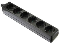 as - Schwabe 11712 6-way screwed power strip, black, without cable, IP20 indoor area